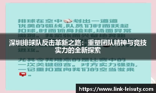 深圳排球队反击革新之路：重塑团队精神与竞技实力的全新探索